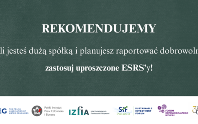 Polski Instytut Praw Człowieka i&nbsp;Biznesu rekomenduje uproszczone standardy ESRS dla dużych spółek raportujących dobrowolnie